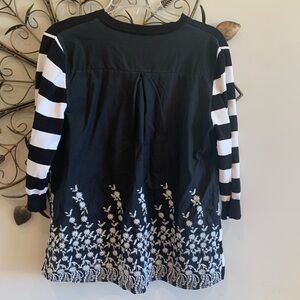 Gabby Isabella Black Knit Top with Rib Trim and Eyelet Detail